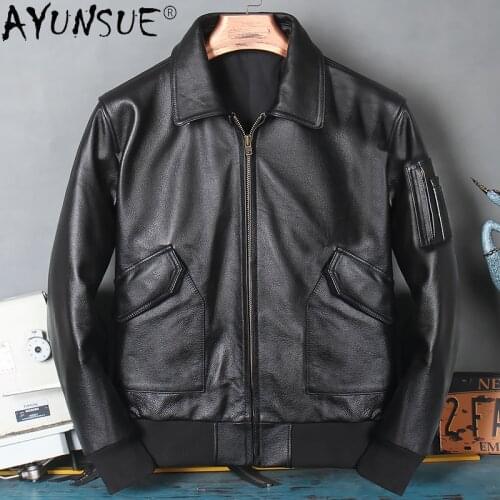 AYUNSUE Short Genuine Leather Jacket Men High Quality 100% Cowhide Leather Coat Jackets for Men Spring Autumn 2020 Hommes Veste