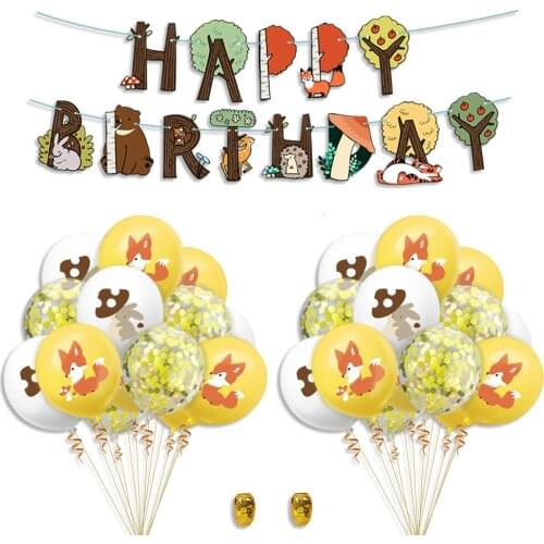 Squirrel Fox Animal Confetti Latex Balloons Safari Jungle Animal Party Supplies Kids 1st Birthday Decorations Baby Shower Globos