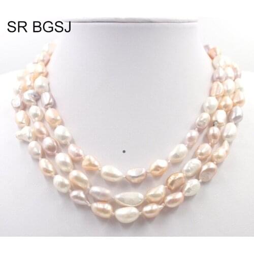 Free Shipping More Colors Jewelry Pearl Beads Knot Sweater Long Women Necklace 7x9mm 48inch