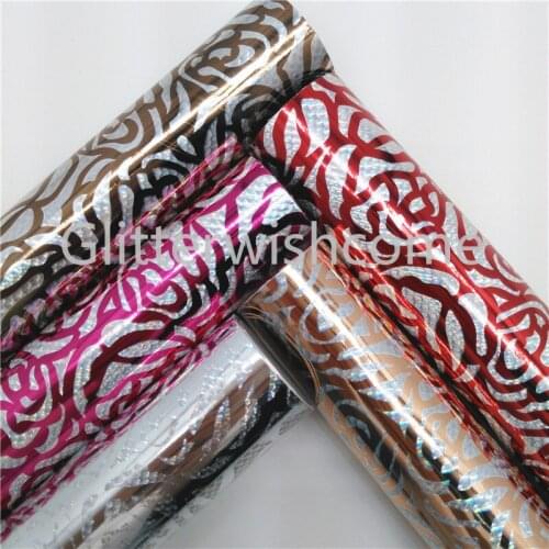 Glitterwishcome 21X29CM A4 Size Iridescent Rose Faux Leather Fabric, Patent Synthetic Leather Fabric Sheets for Bows, GM049B