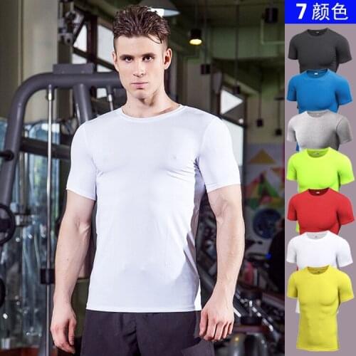 Brand Clothing Fitness Soild Short Sleeves T Shirt Men Bodybuilding Skin Tight Thermal Compression Shirts Slim fit Workout Top