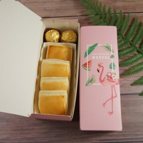 19.1*4.7*7cm Flamingo handmade theme 10 Pcs cookie Macaron Chocolate Paper Box Christmas Birthday wedding Party Gifts Packaging