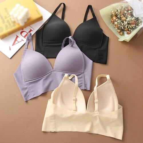 Ice Silk Seamless Bra Woman Triangle Cup Soft Comfortable Ultra Thin Underwear Without Steel Ring Sleep Yoga Underwear