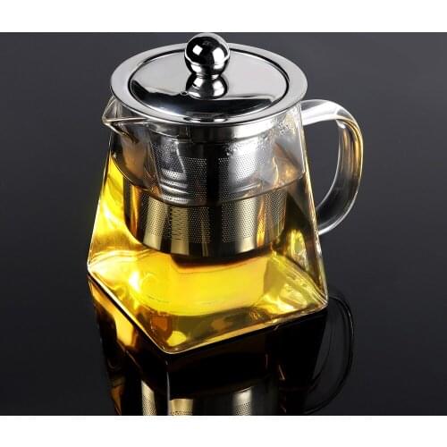 Borosilicate Glass Teapot Heat Resistant Square Glass Teapot Tea Infuser Filter Milk Oolong Flower Tea Pot