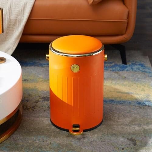 9L Cylindrical Trash Can With Pedal Portable Household Toilet Waste Bin Kitchen Stainless Steel Garbage Bins Storage Bucket