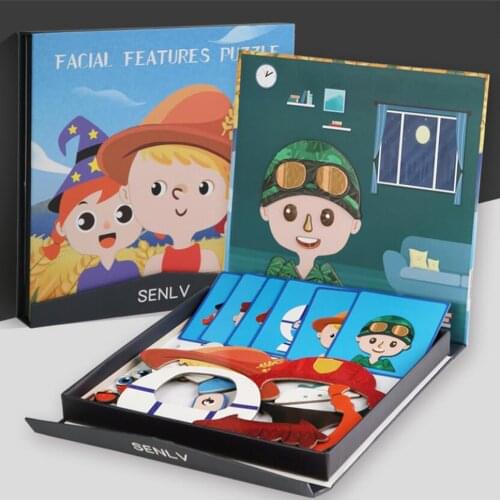 Wooden Montessori Educational Magnetic Jigsaw Game Toys Gift Childrens Magnetic Animal Puzzles Circus Drawing Busy Board LHB08