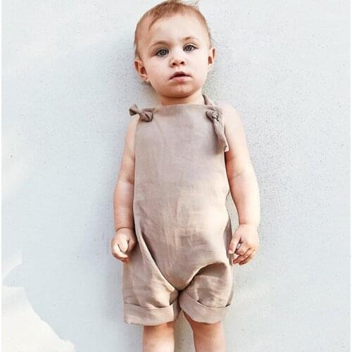 DFXD 2018 Summer Newborn Jumpsuit Cotton Soild Color Light Khaki Sleeveless Cotton Infant Boy Girl One Piece Suit Baby Rompers