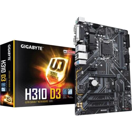 For Gigabyte GA-H310 D3 LGA1151 DDR4 PCI-E3.0 SATA3 USB3.0 Support i3 8100 i5 8500