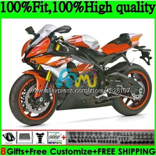 Injection OEM For YAMAHA YZF600 YZF R6 YZFR6 17 18 19 118BS.36 YZF 600 R 6 YZF-600 YZF-R6 2017 2018 2019 Orange white Fairings