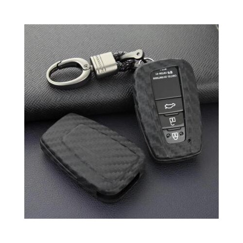Carbon Car Key Case For Toyota C-HR CHR 2017 2018 2019 Camry Prius Prado Smart Remote Fob Protect Cover Keychain Auto Accessory