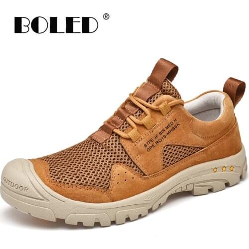 Lightweight Comfortable Men Shoes Suede Leather With Mesh Casual Shoes Breathable Fashion Sneakers Outdoor Walking Shoes Men