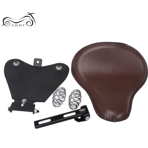 Motor Brown Leather Large Slim Solo Seat Spring Bracket Base Kit Universal For Harley Dyna Street Bob FXDB