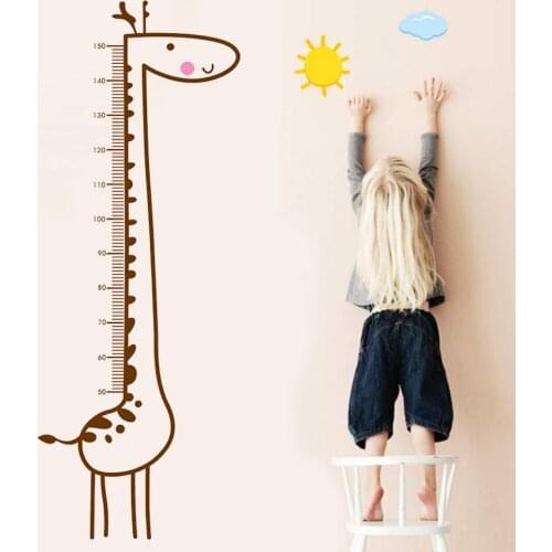 1PC Cartoon Giraffe Wall Sticker Height Measure Wall For Kids Chart Sticker Decals Rooms Ruler Height backdrop Decoration H U7D8