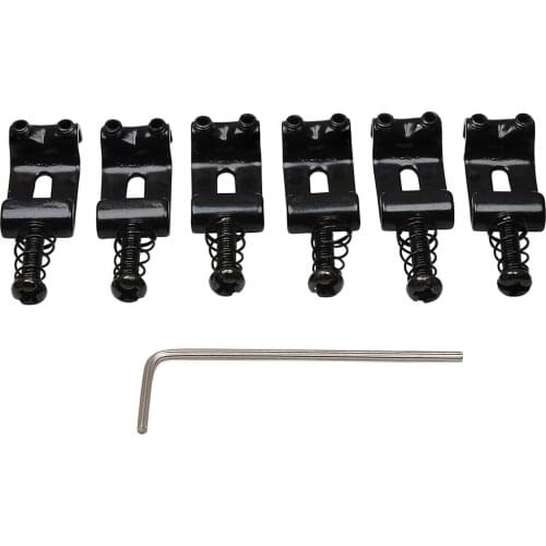 Musiclily Pro 10.8mm Steel Vintage Style Guitar Tremolo Bridge Saddles for Strat Stratocaster Electric Guitar, Black (Set of 6)