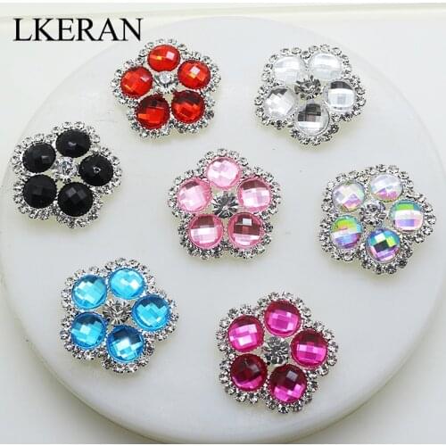 New 5pc mix color shank Acrylic button Silver metal handmade sewing jacket sweater Windbreaker apparel DIY Wedding Decoration