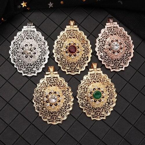New European Fashion Jewelry Brooch Moroccan Style Pendant Dual Rhinestone Brooch