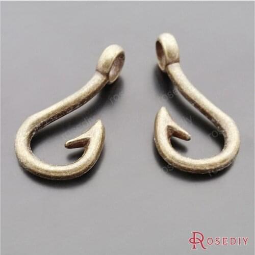 Wholesale 31*15mm Antique Bronze Fish Hooks Alloy Connectors for Bracelets Diy Jewelry Findings Accessories 20 pieces(JM7679)