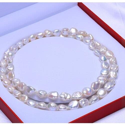 Single 38inch 11-12mm south sea baroque white pearl necklace shipping free