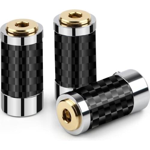 Audio Jack 2.5mm 3.5mm Hifi Headphone Connector Copper Gold Carbon Fiber Balanced Female Seat Metal Adapter DIY Earphone Plug