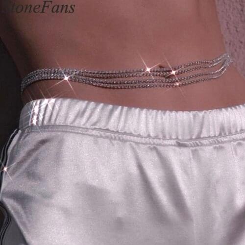 Stonefans Bling Rhinestone Multi-Layer Waist Chain Belt Extra Long for Women Handmade Fashion Waist Jewelry Crystals Party Gift