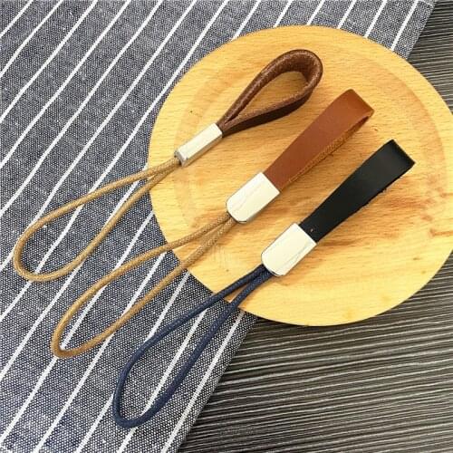 Genuine Leather Lanyard For Keys Keychain Short Mobile Phone Straps For USB Flash Drives ID Card Phone Charm Lanyard Keycord