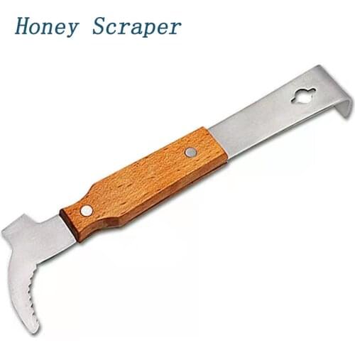 J-type Beehive Scraper Beekeeper Honey Cutter With Beekeeping Wooden Stainless Steel Cut Honey Knife Apiculture Uncapping Tools