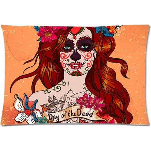Sugar Skull Two Side Printed Pillowcase Custom Pillow slip Rectangle Polyester Pillow Case&Pillow Cover 50x75cm