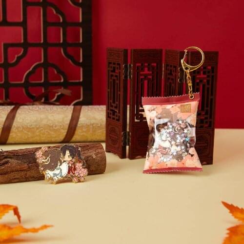 Tian Guan Ci Fu Hua Cheng Xie Lian Aerated Candy Acrylic Keychain Anime Metal Badge Button Brooch Pins Pendant Keyrings Gifts