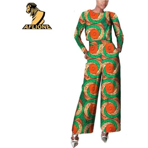 African Plus Size Elegant Jumpsuit Ankara Style 2 Piece Sets Wax Pure Cotton Female Outfits Ladies Clothes African Women