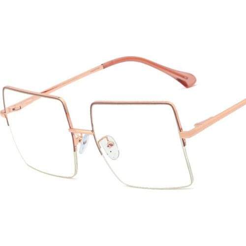 Veshion Oversized Square Half Frame Ultralight Glasses Frames Men Women Optical Fashion Computer Glasses