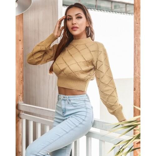 Women Autumn Sweater 2021 Full Sleeve Solid Color Knitted Fashion Casual Winter Female Knitwear Crop Top Femme Pullovers C3043