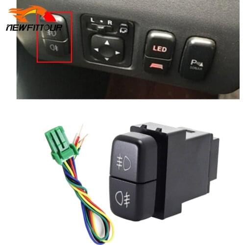 1PC Dual Switch Car Front Rear Fog Light Switch Button With Connection Wire for Mitsubishi
