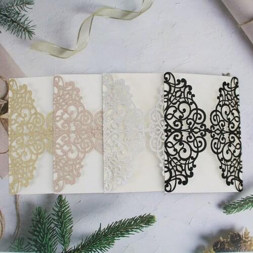 10/20/50pcs Wedding Invitations Double Door Design Wedding Cards for Wedding Bridal Shower with Letter Paper and Envelope