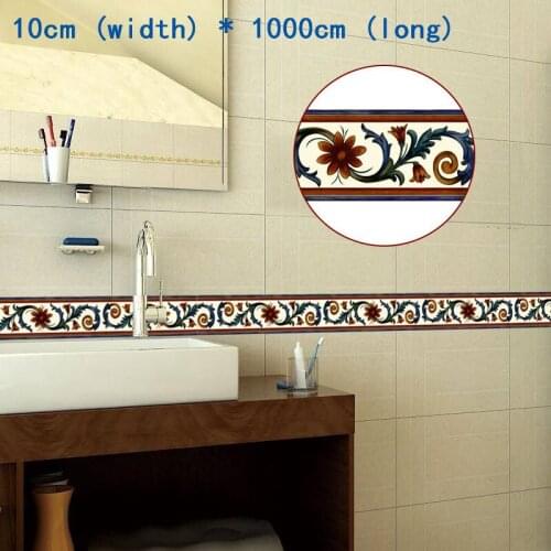 10M DIY Totem Floral Waist Line Wallpaper Borders Sticker Self Adhesive Wall Sticker Home Decor Glass Tile Decor for Living Room