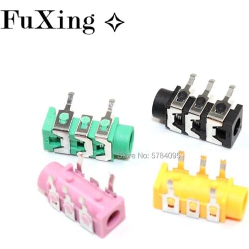 10Pcs 3.5mm 5Pin Stereo Headphone Audio Jack Earphone Socket Audio Socket PJ313 The 3 Section Of the 5pin PJ313 Pink Black Green