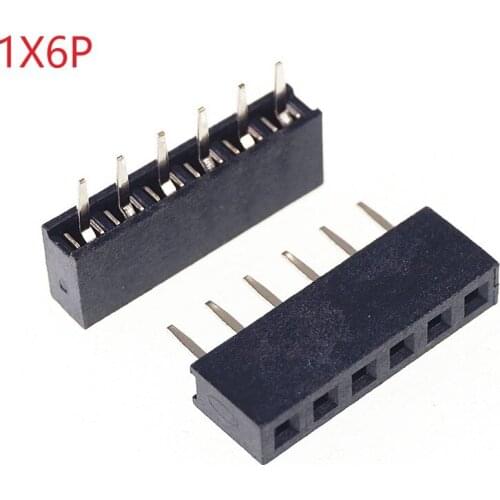 100pcs 1x6 P 6 Pin 2.0 mm PCB Female Header Pin Headers Single row Straight Through Hole Insulator height 4.30mm Rohs Reach