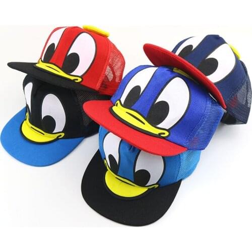 2019 Cartoon duck Grid Cute Kids hip hop Hat Childrens Baseball Cap