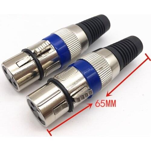 4pcs Short XLR Male Female Plug 3 Core KTV Microphone Dedicated Connector Blue Circle Metal XLR Plug xlr connector