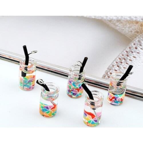 5pcs Rainbow Candy Resin Charms Bottle Cute Pendants For Jewelry Make Dangle Earring Necklace Keychain Decor Diy Accessory F408