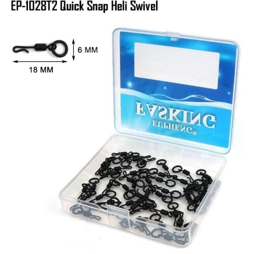 Eupheng 50pcs Matt Black Carp Fishing Quick Snap Heli Swivel Leader Line Swivel #7 15MM