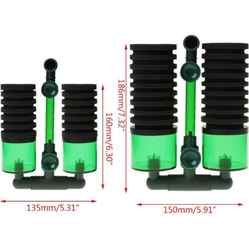 Aquarium Fish Tank Biochemical Sponge Filter Air Pump Double Head w/ Suction Cup 28TC