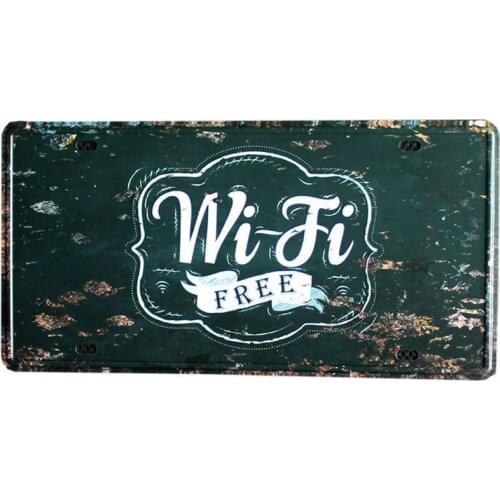 Free Wifi Vintage Metal License Signs Decorative Plates for Club Pub Bar Wall Decor Cue Slogans Christmas Gift 30*15cm N127