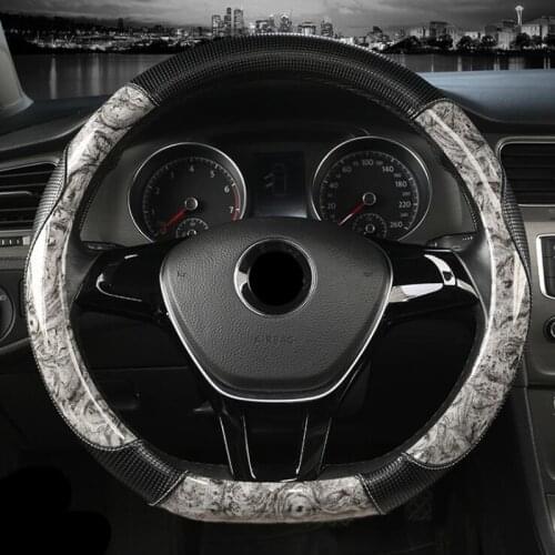 37-38CM D Shape Steering Wheel Cover PU Leather for Geely Atlas Emgrand EC7 Coolray VW Golf 7 Hyundai Santa fe 2014-2020