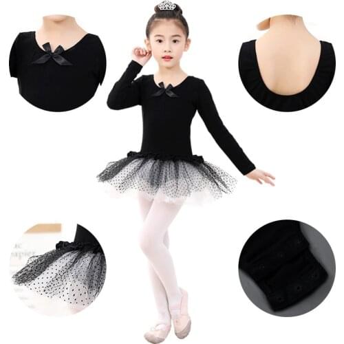 Ballet Dance Exercise Clothes Children Ballet Dance Dress Girl Cotton Lace Long Sleeves Dress Girl Ballet Dance Practice Costume