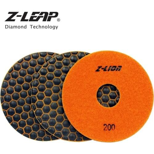 Z-LEAP 3PCS 5" Diamond Flexible Dry Polishing Pads Top Quality Sanding Disk For Granite Marble Terrazzo Glass Tile