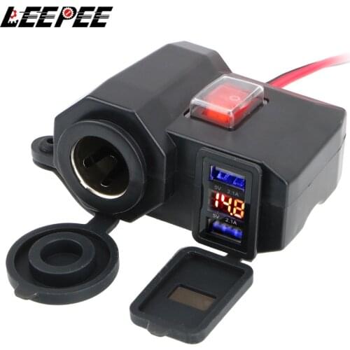 Dual USB Port Cigarette Lighter Quick Charger For Mobile Phone Moto Handlebar 5V 2.1A Adapter Power Motorcycle Accessories