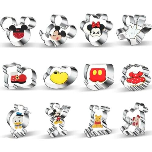 Mickey Mouse Cookie Cutters Winnie the Pooh Donald Duck Kitchen Baking Tool Stainless Steel Cake Mold Mickey Diy Cake Decoration