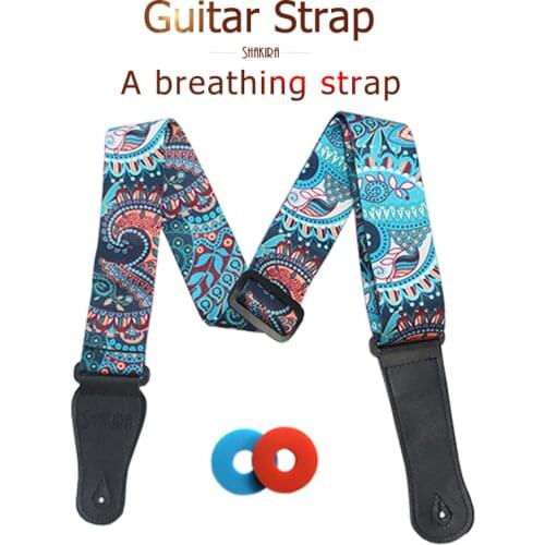 Guitar Strap Electric Guitar Acoustic Guitar Bass Wide Guitar Belt Adjustable Vintage Black White Cotton Button