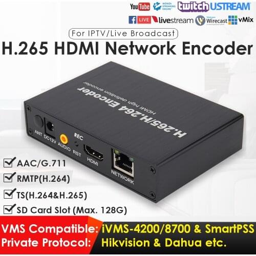 H.265/H.264 1080P HD HDMI Video Encoder W/SD Card Slot for IPTV/Video Recording/Live Broadcast to YouTube Facebook Vimeo etc
