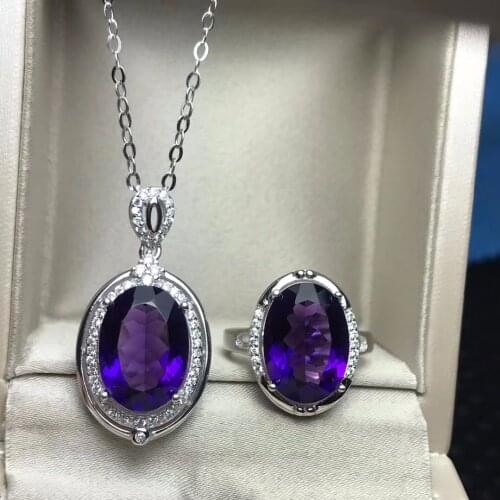 6 carat Natural Amethyst large granule suit 925 silver super brilliant manufacturing
